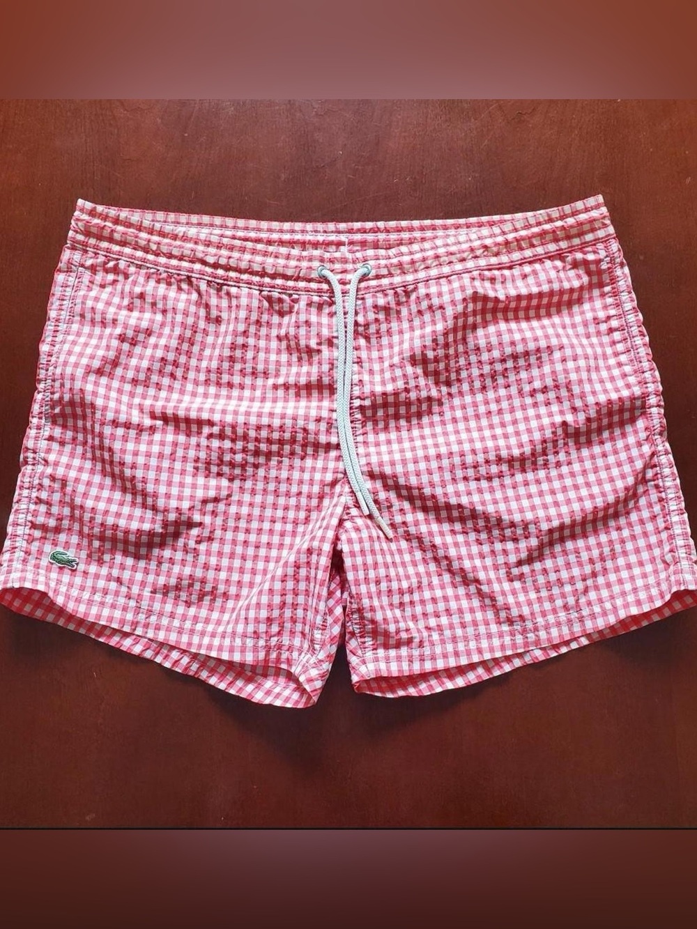 Lacoste Coral Gingham Drawstring Men’s Swim Shorts